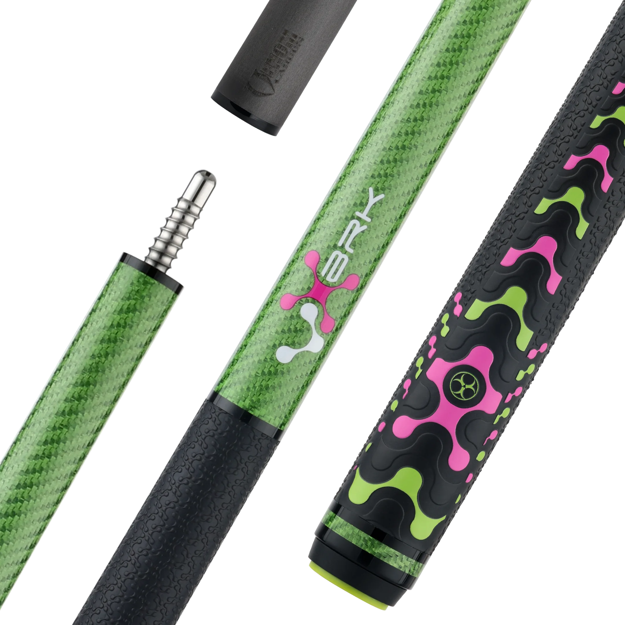 Poison VX Break Cue with Venom Carbon Fiber Shaft - Green/Pink
