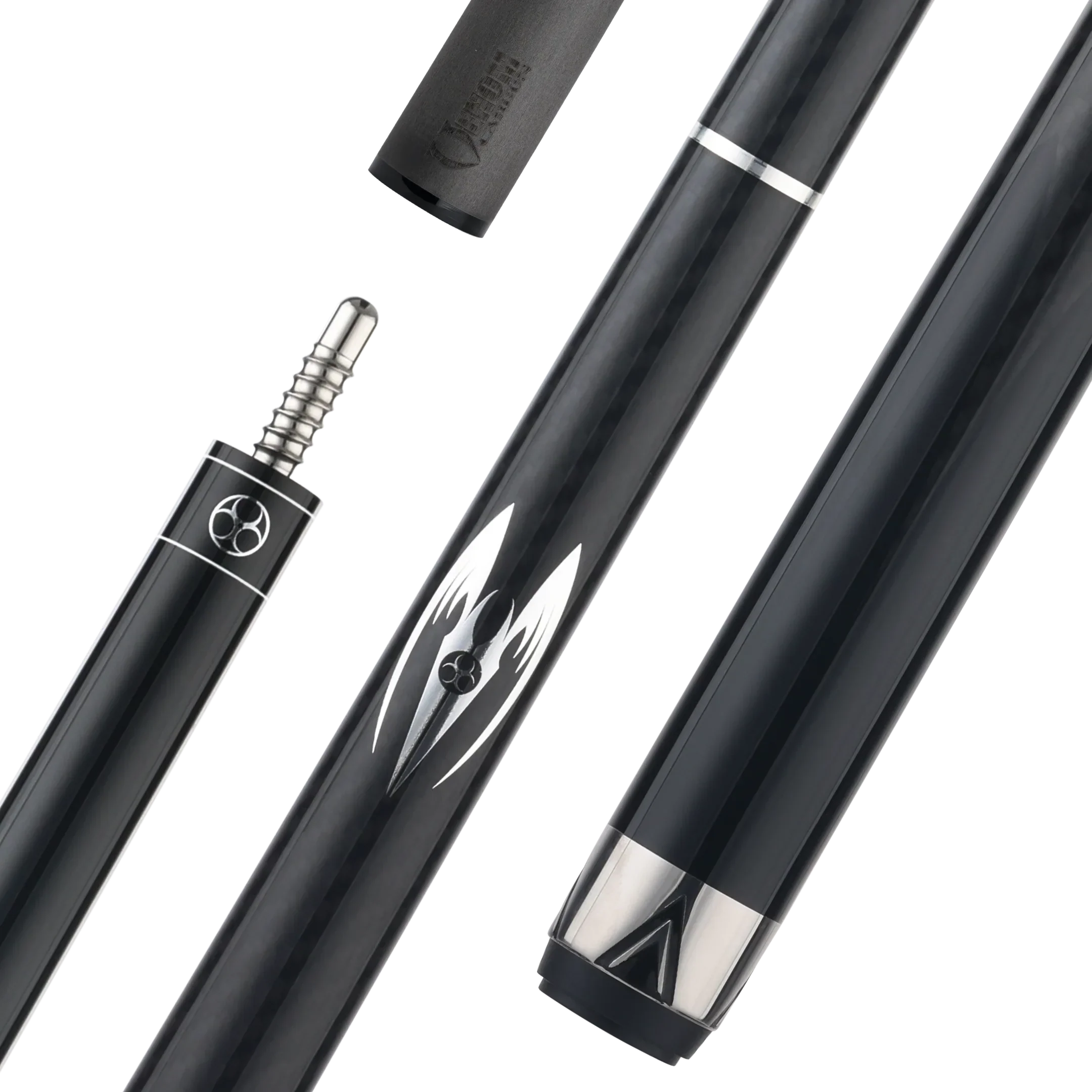 Poison Maelith Pool Cue with Carbon Fiber Shaft - Black/Black - No Wrap