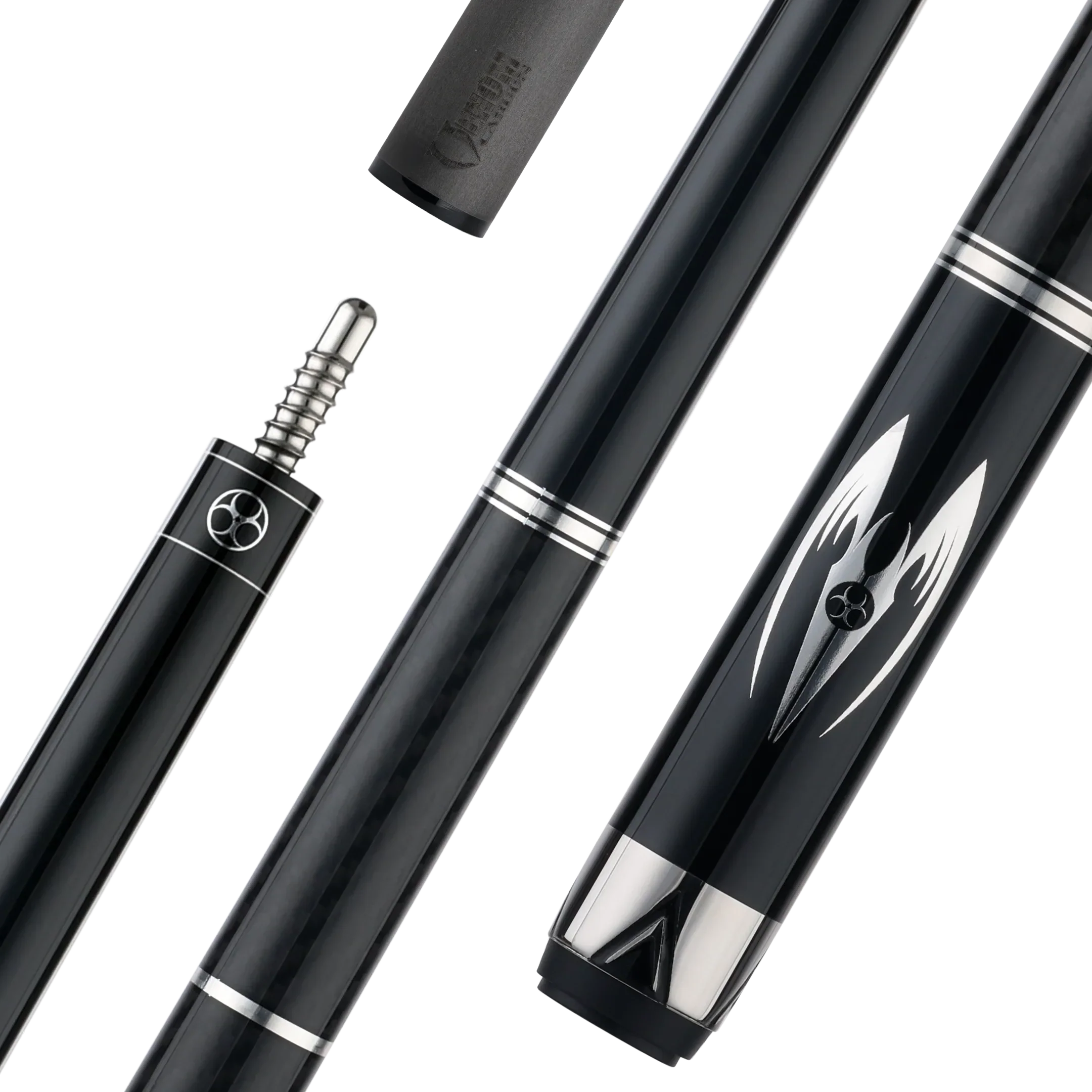 Poison Maelith Pool Cue with Carbon Fiber Shaft - Black/Black - Vinyl Wrap Finish