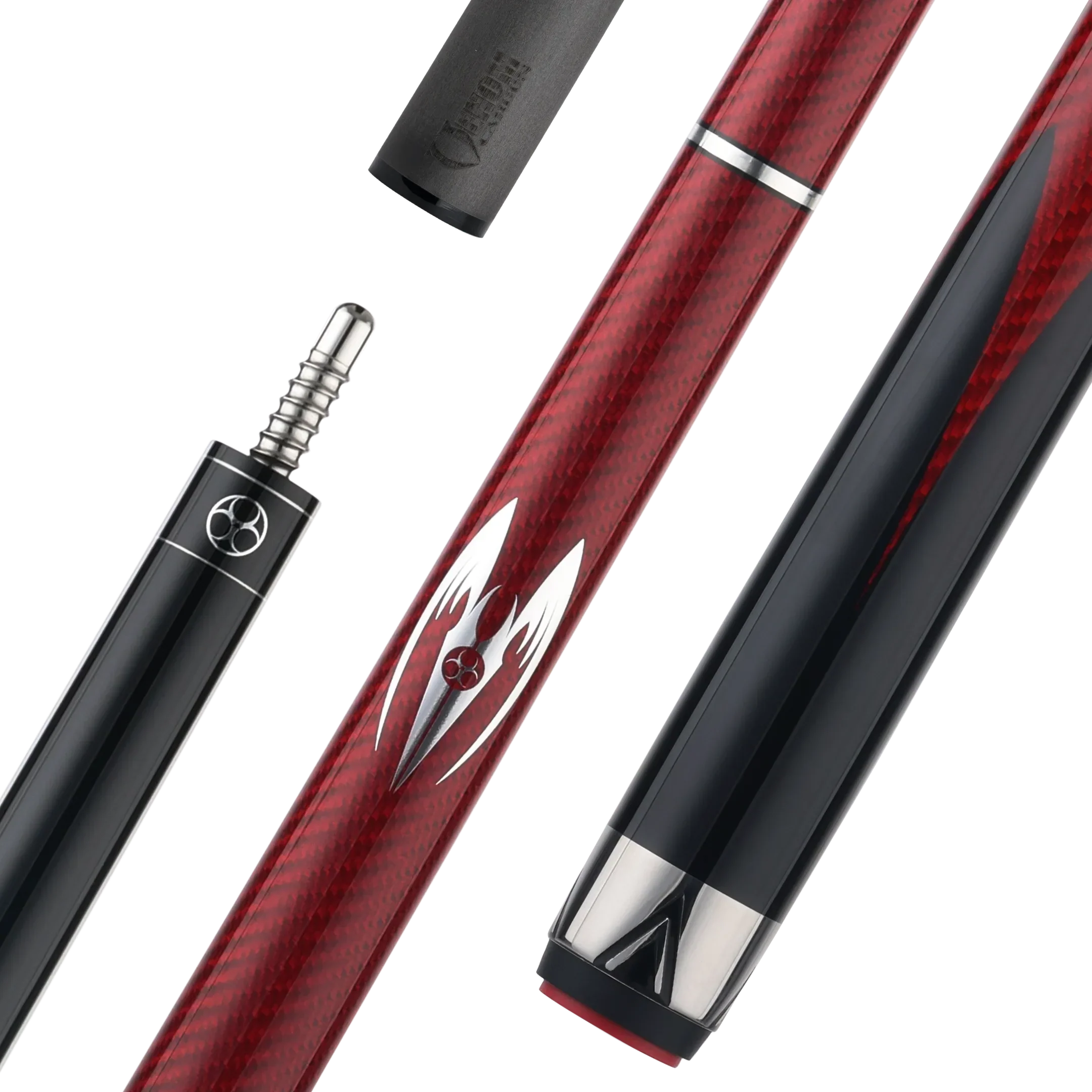 Poison Maelith Pool Cue with Carbon Fiber Shaft - Black/Red - No Wrap
