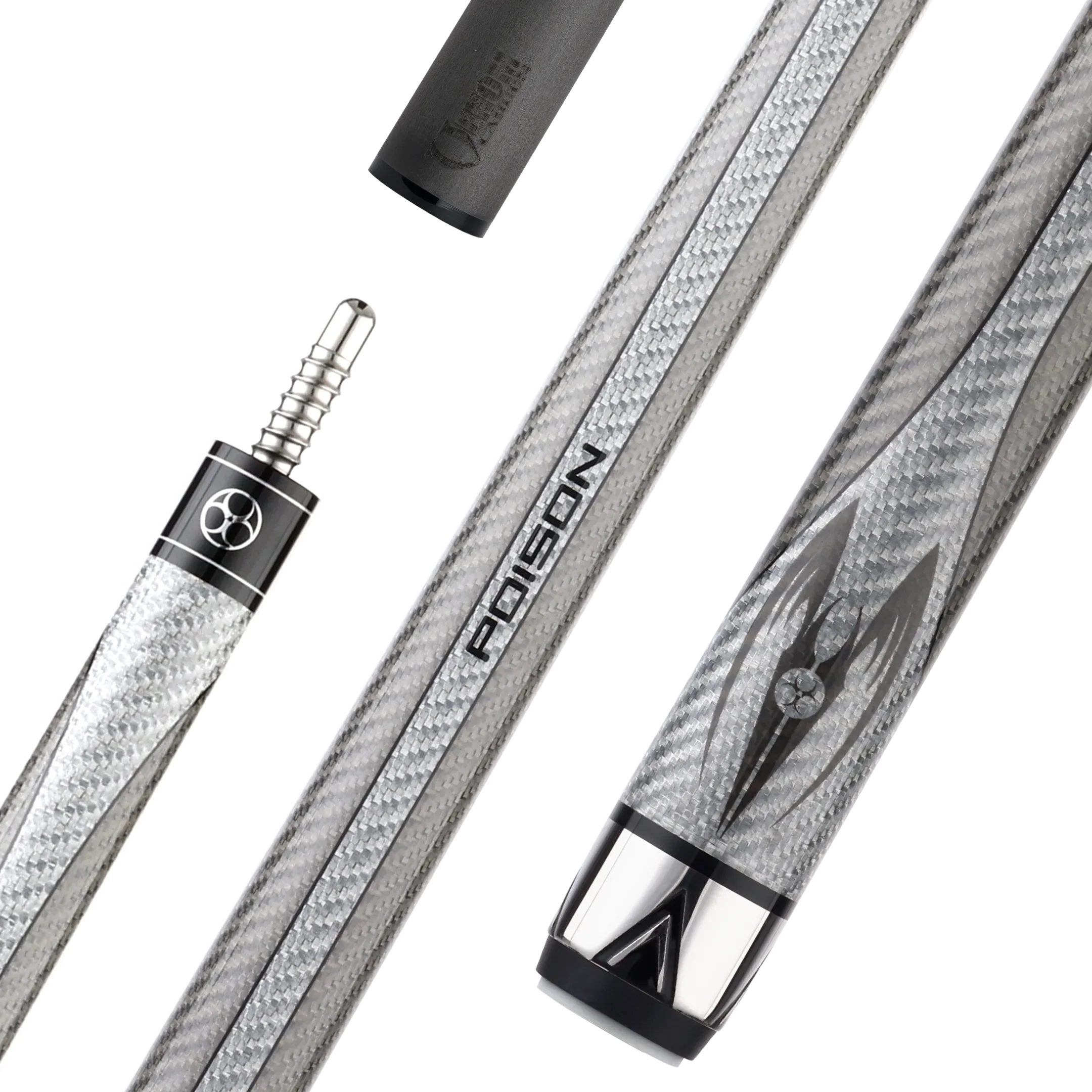 Poison Maelith Pool Cue with Carbon Fiber Shaft - Dark/Light Grey - No Wrap