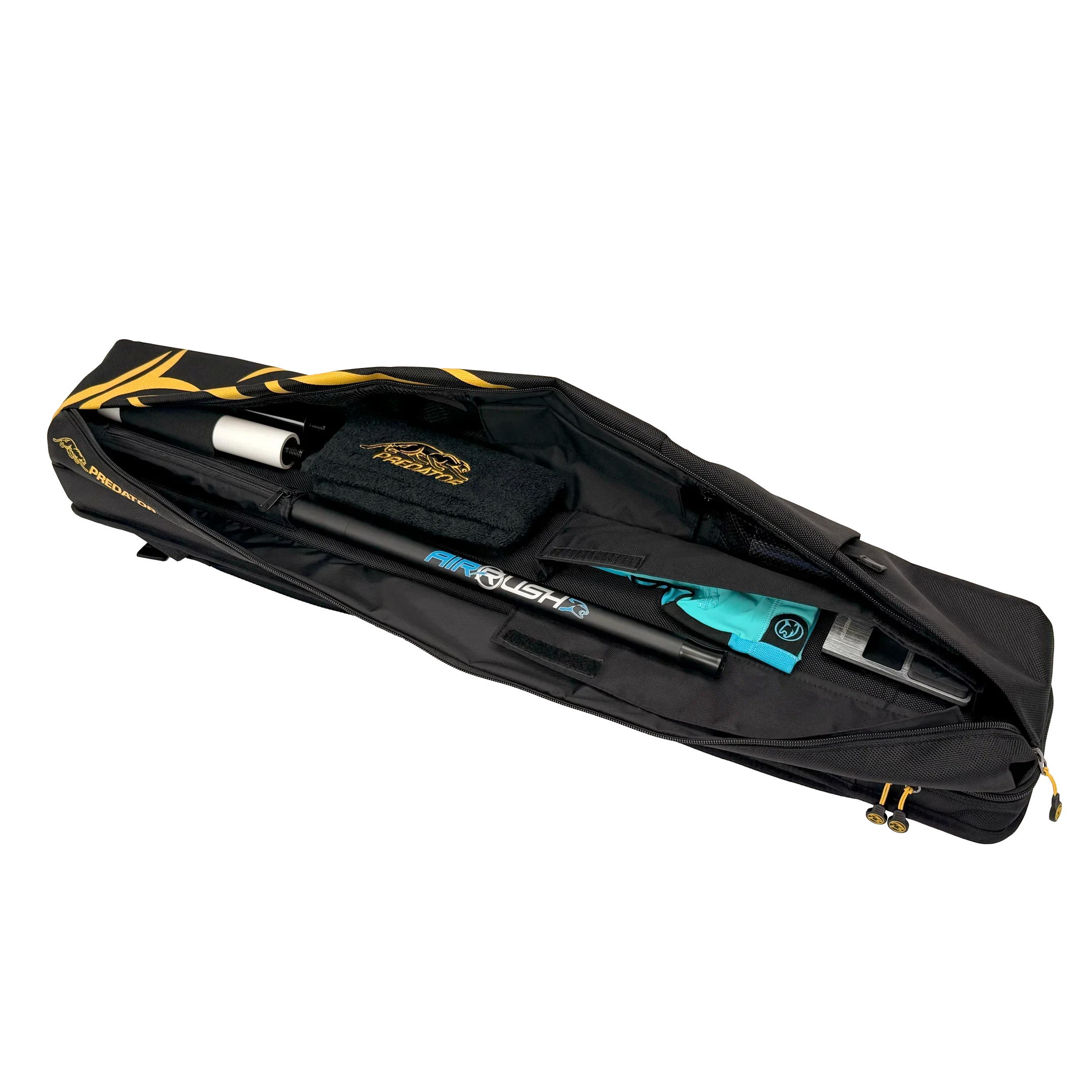 Predator Sport Backpack Pool Cue Case Hard - Black/Yellow - 3 Butts x 5 shafts