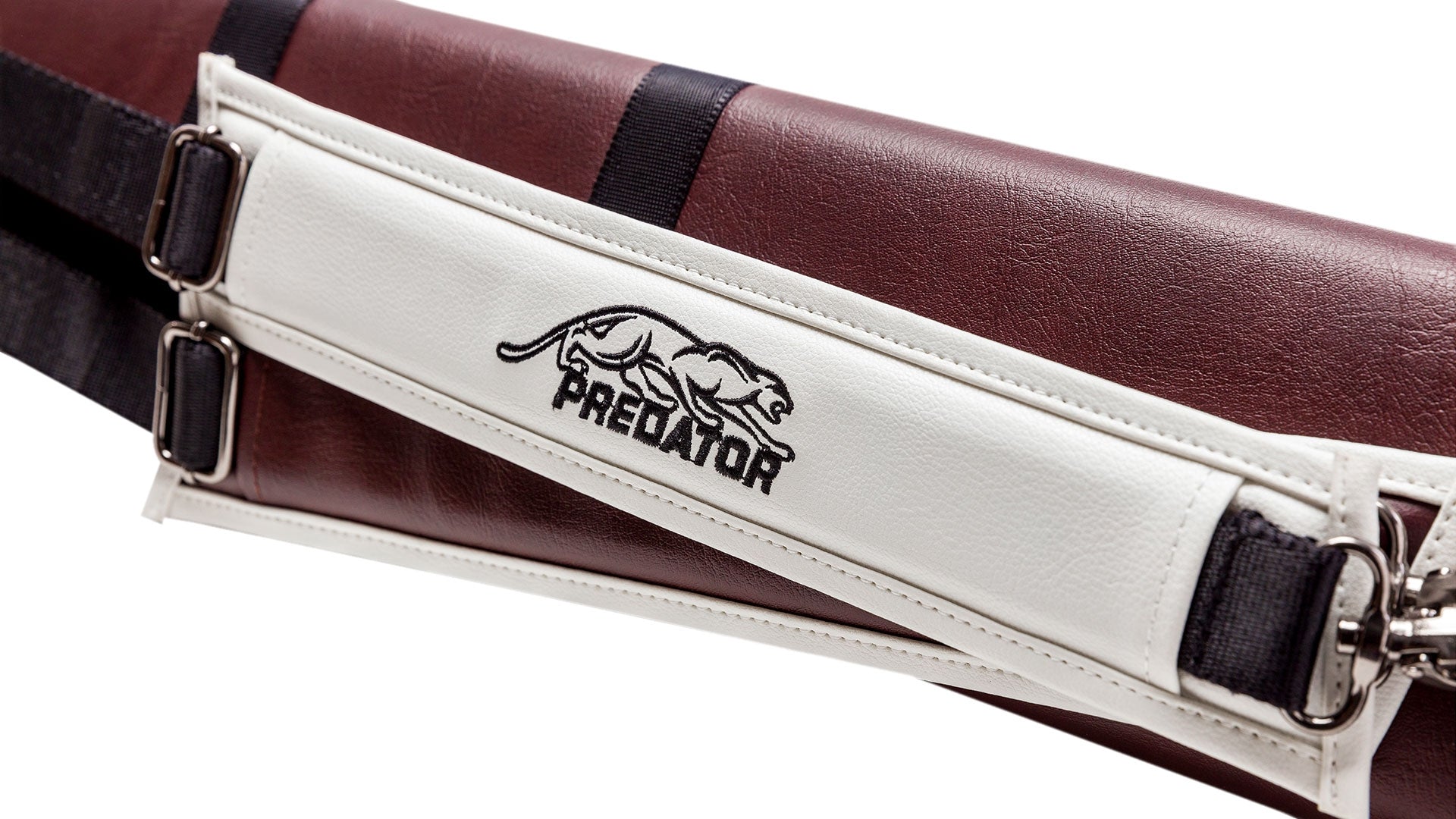Predator Roadline Burgundy/White Hard Pool Cue Case - 2 Butts x 2 Shafts