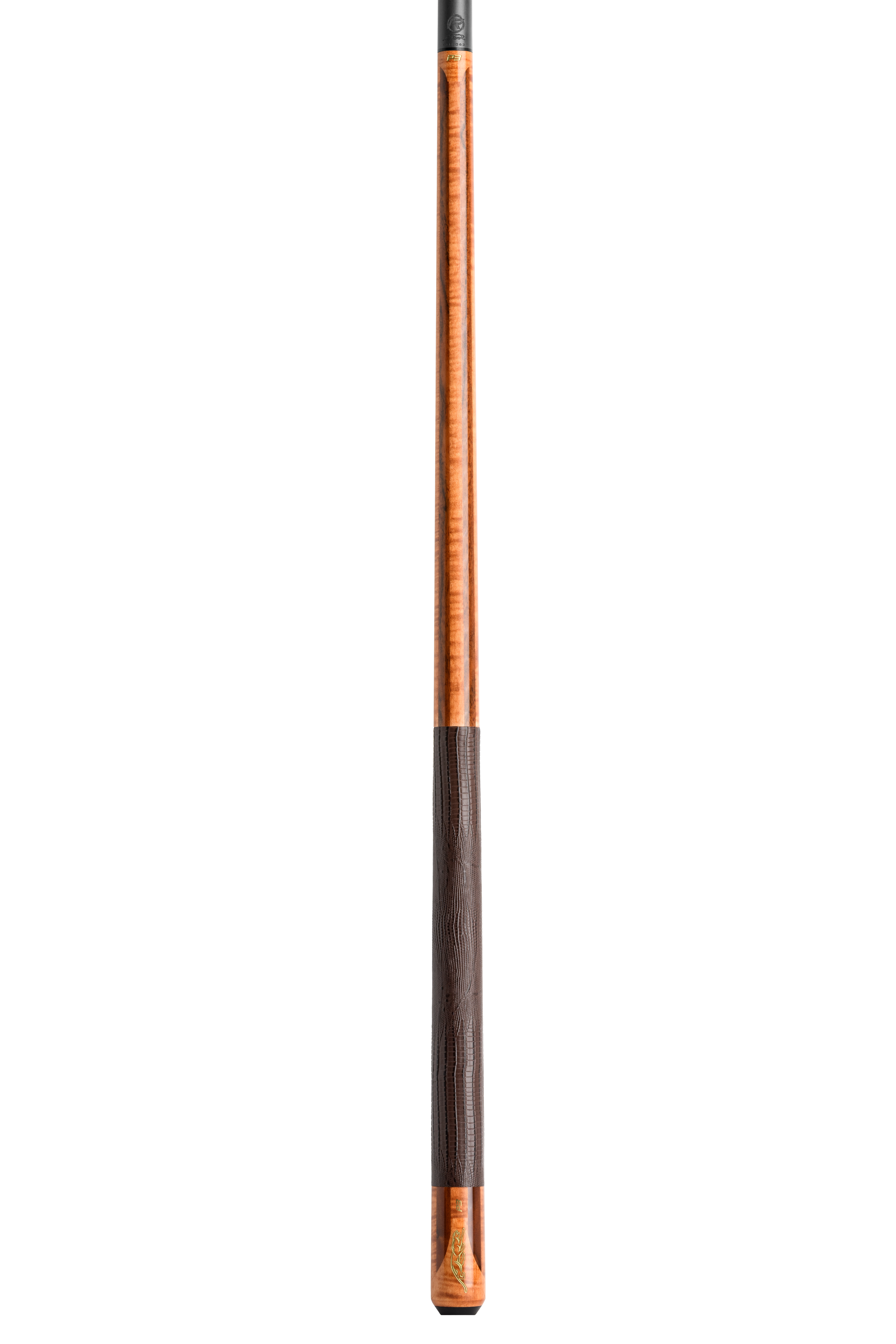 Predator P3 Aura Golden Stained Curly Maple & Bocote Pool Cue - Lizard Grain Leather Wrap