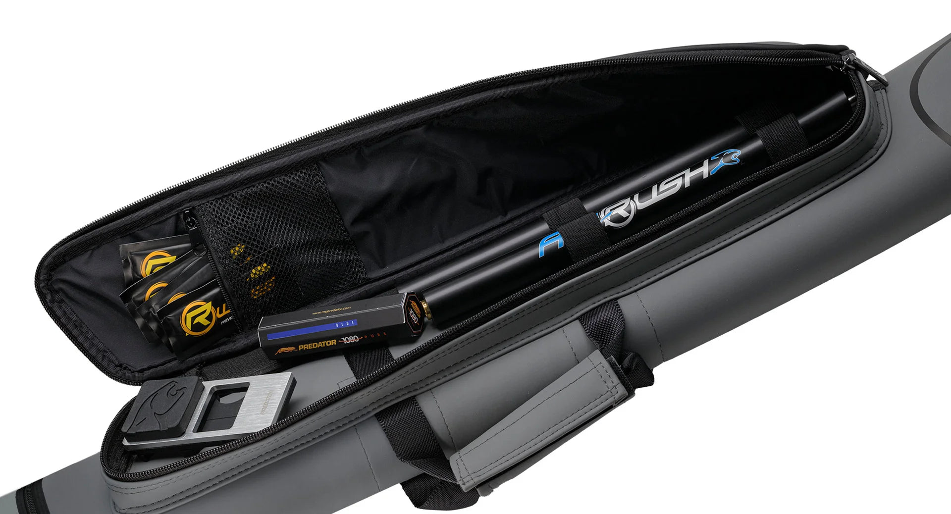 Predator Roadline Gray/Black Hard Cue Case - Double Straps - 3 Butts x 5 Shafts