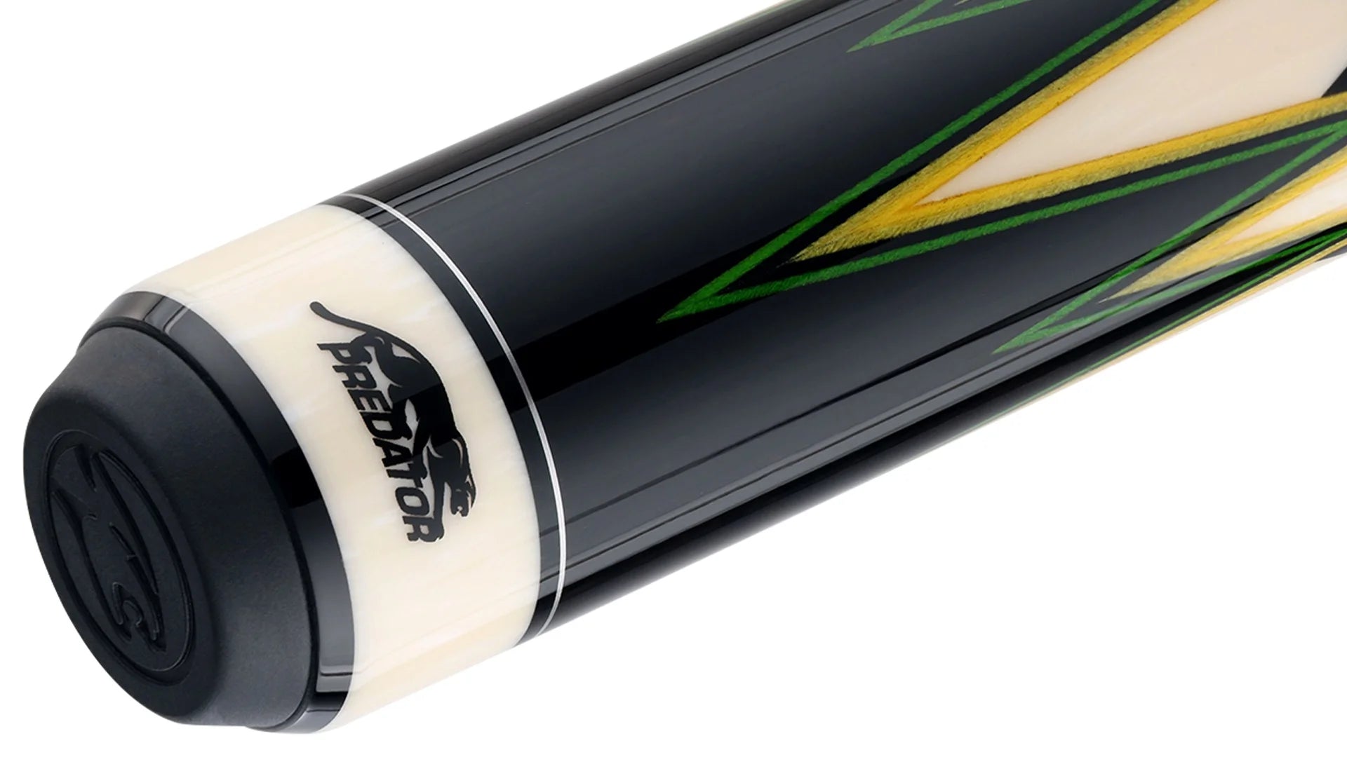 Predator LE Splice 16 Pool Cue - Ebony with Green/Yellow Points - Leather Wrap (Butt Only)